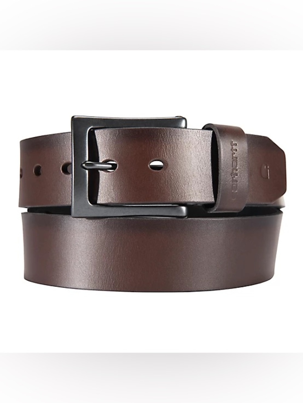 Carhartt Men's Burnished Leather Box Buckle Belt, 1.5 in Black/Gunmetal Size 36